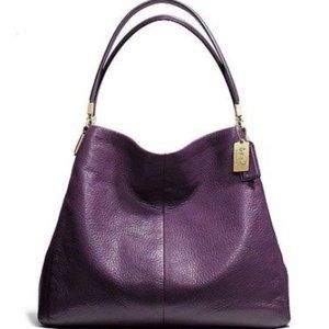 COACH PURPLE PHOEBE MADISON PEBBLED LEATHER SM